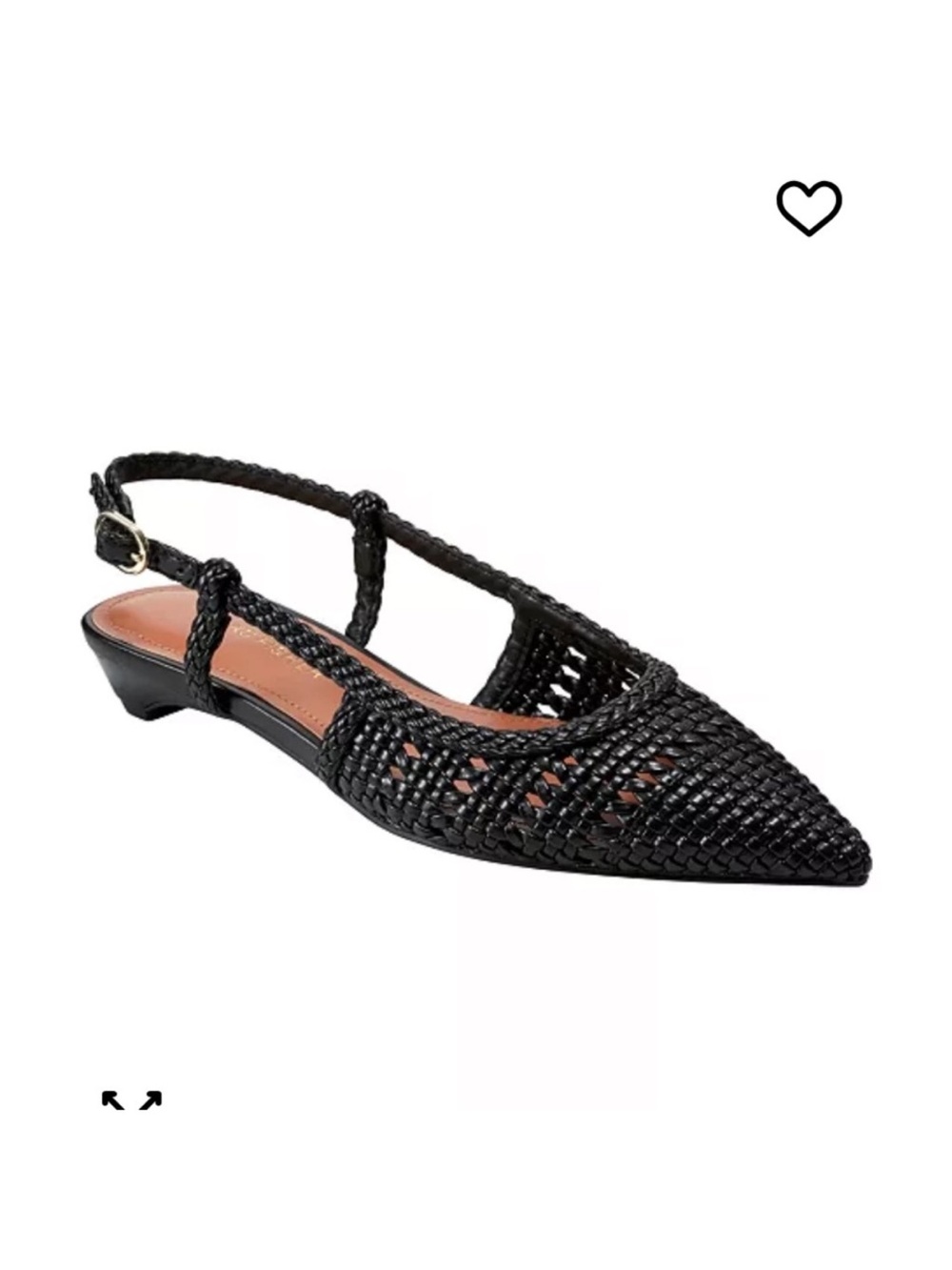 Marc Fisher Black Woven Pointed-Toe Slingback Flats